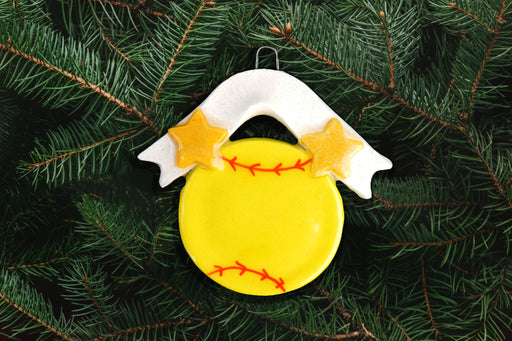 Softball with Banner Ornament
