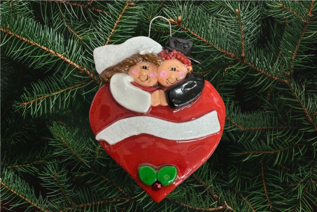 Bride & Groom on Heart Ornament