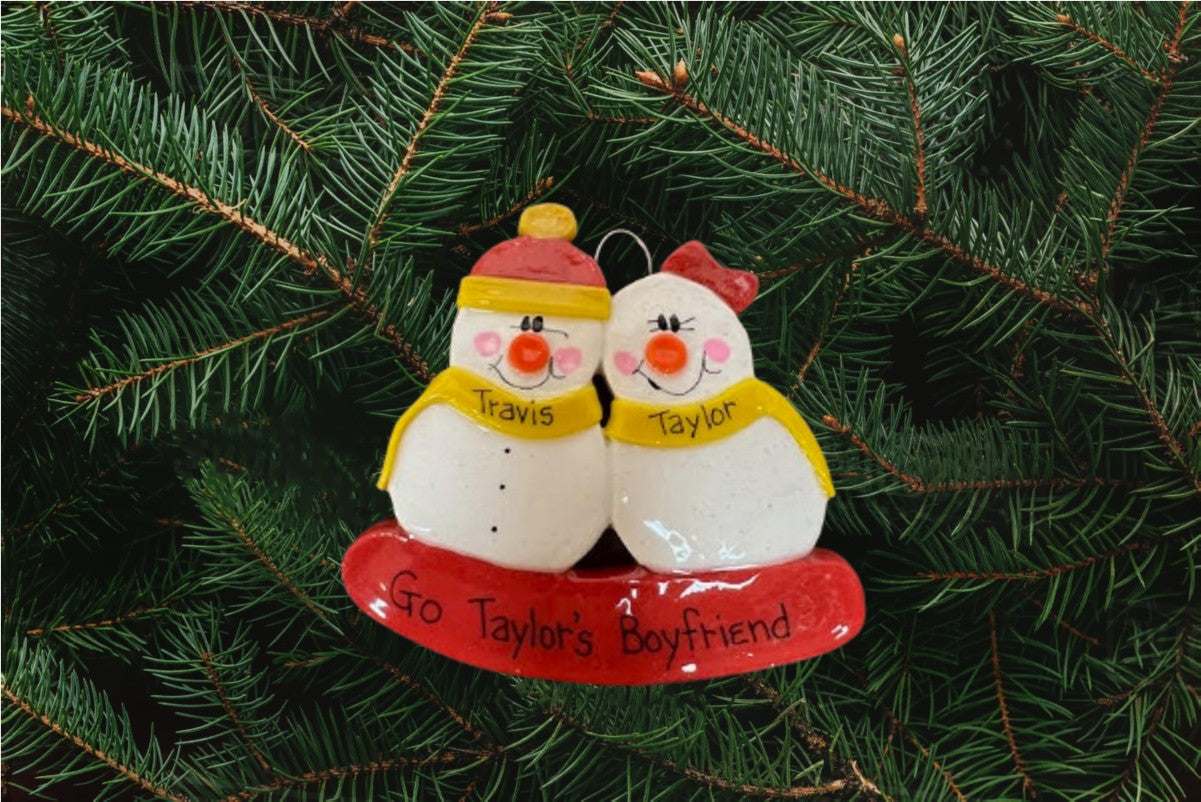 Snowman Family Red and Yellow Ornament