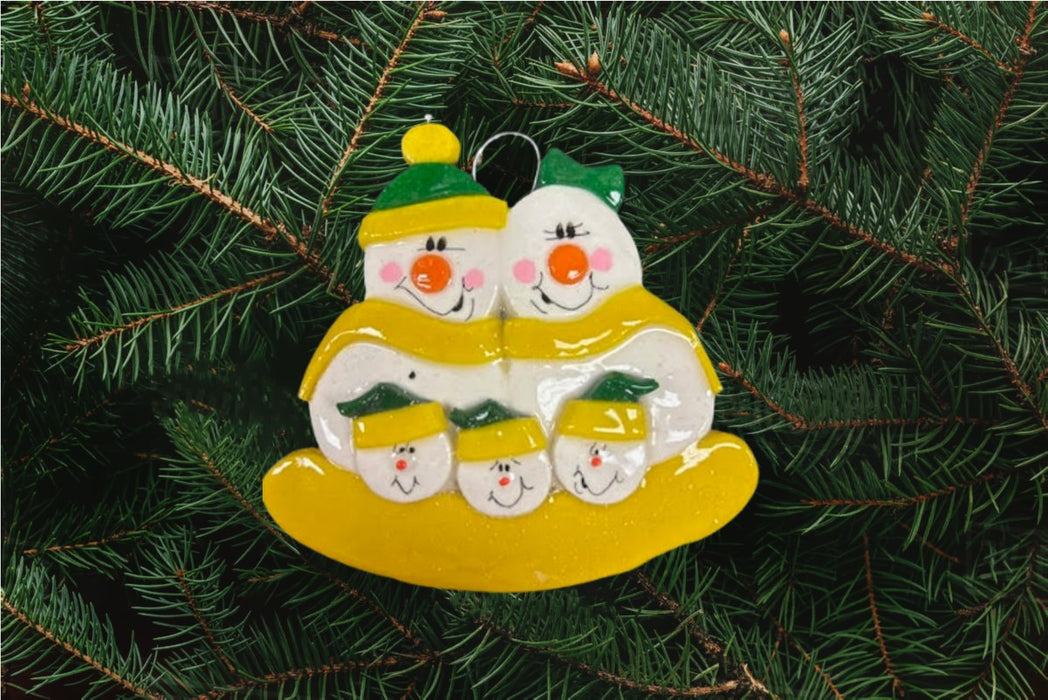 Snowman Family Green and Yellow