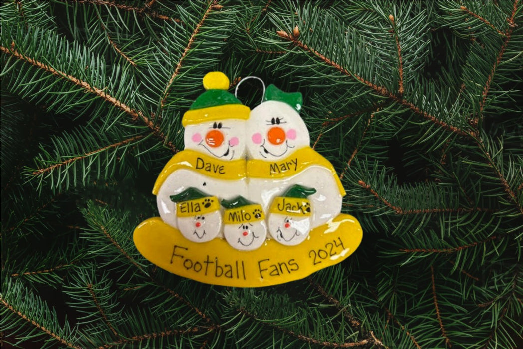 Snowman Family Green and Yellow