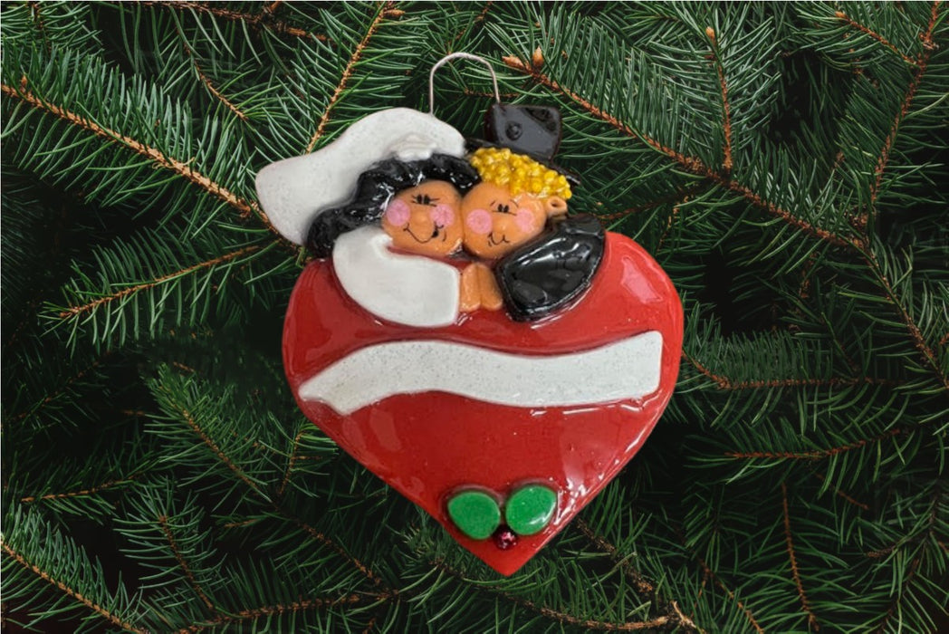 Bride & Groom on Heart Ornament