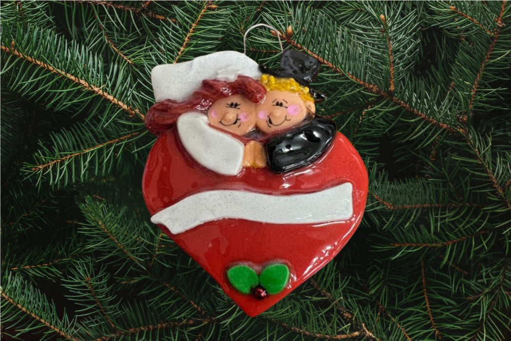 Bride & Groom on Heart Ornament