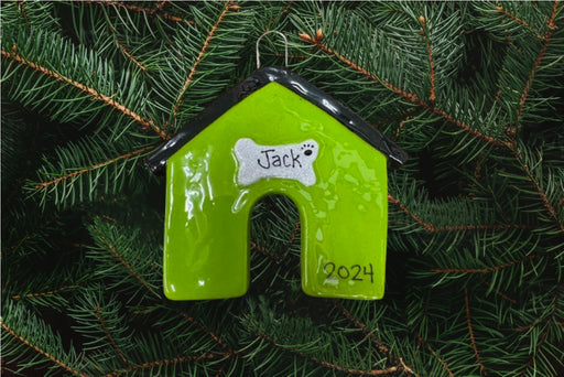 Green Dog House Ornament