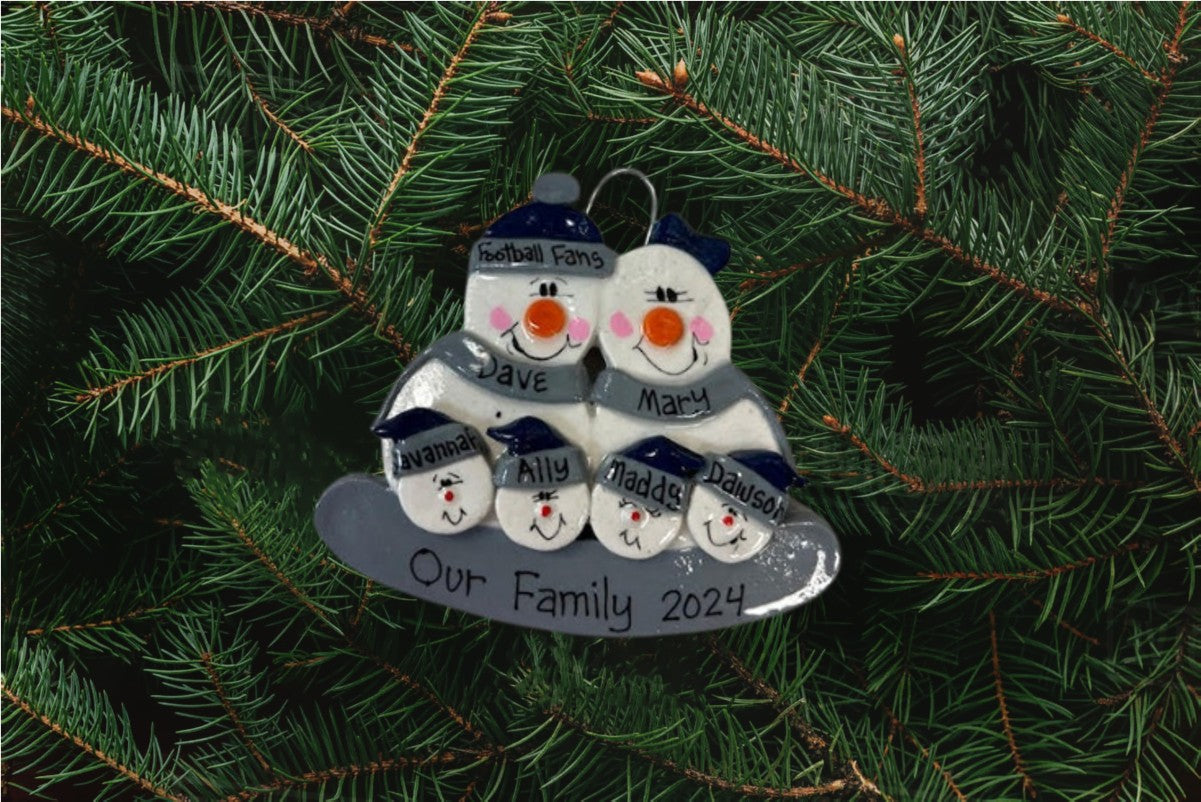 Snowman Family Grey and Blue