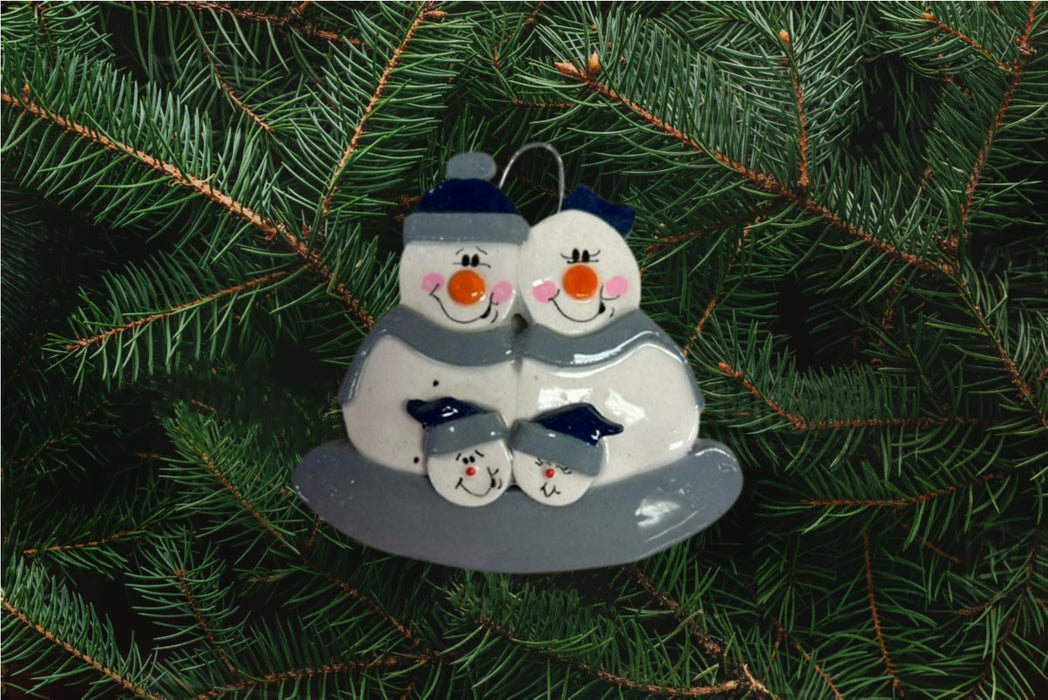 Snowman Family Grey and Blue