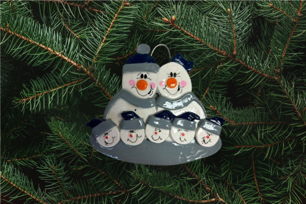 Snowman Family Grey and Blue