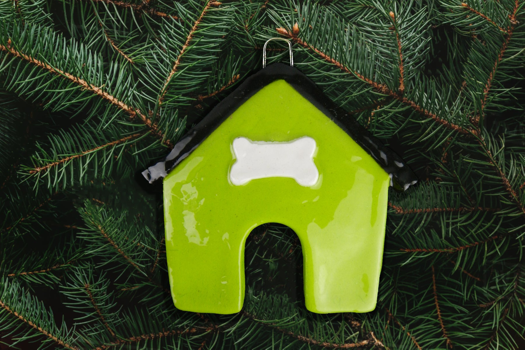 Green Dog House Ornament