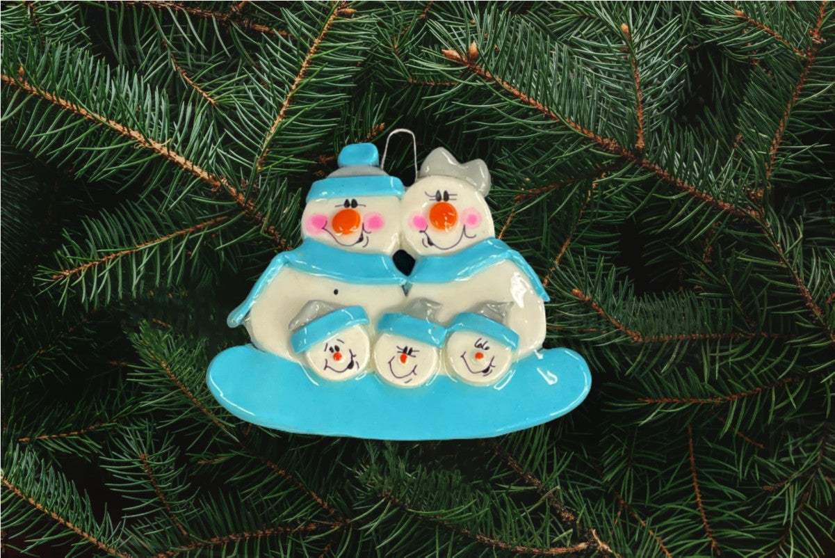 Snowman Family Grey/Lt. Blue Ornament