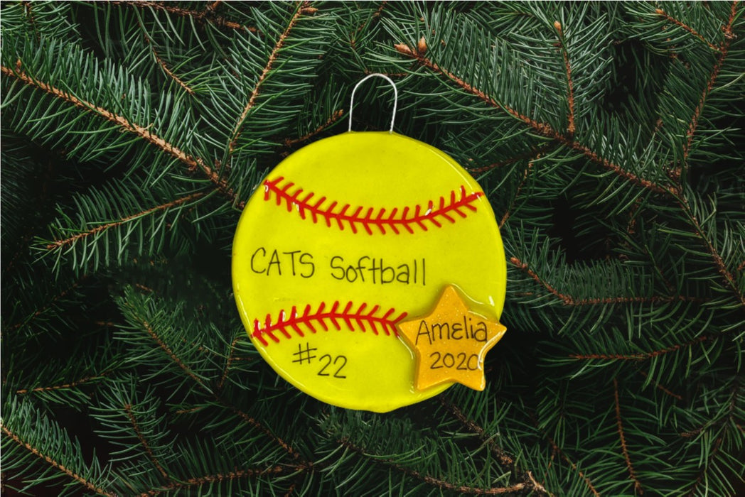 Softball with Star Ornament
